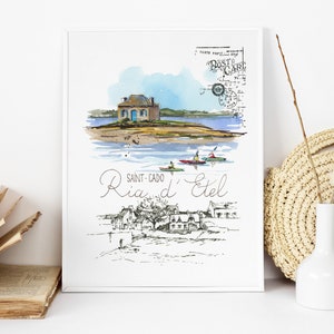 Reprodução Diário de viagem // Aquarela // França // Bretanha // Morbihan // Ria d'Etel
