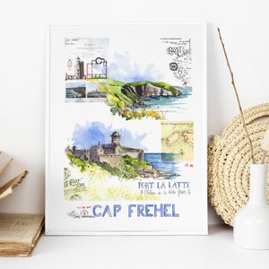 Reprodução Diário de viagem // Aquarela // França // Bretanha // Costa Esmeralda // Cap Frehel