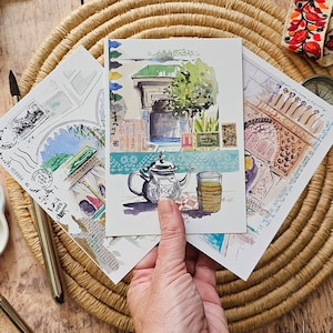 Set mit 3 Aquarellpostkarten / Reisen / Marrakesch