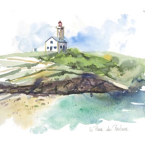 Riproduzione Diario di viaggio // Acquerello // Francia // Bretagna // Belle-île-en-mer // Faro del puledro