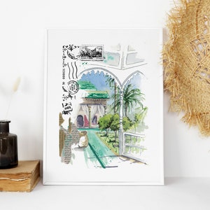 Riproduzione Diario di viaggio // Acquerello // Marocco // Giardino segreto