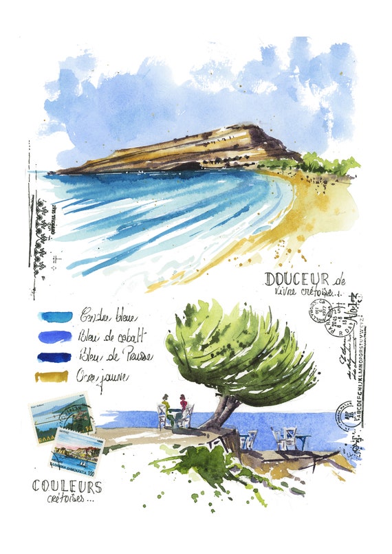 Illustration carnet de voyage avec photo dessin peinture et aquarelle