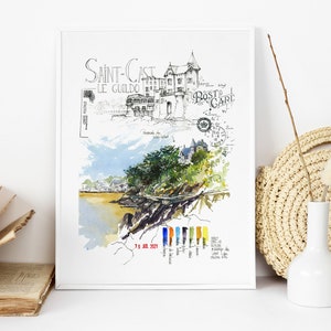 Reprodução Diário de viagem // Aquarela // França // Bretanha // Costa Esmeralda // Saint Cast le Guildo