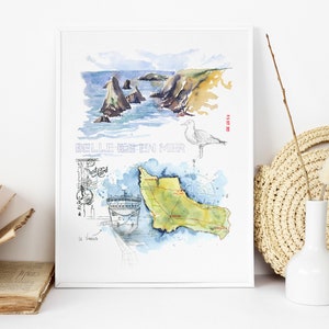 Riproduzione Diario di viaggio // Acquerello // Francia // Bretagna // Belle-île-en-mer // Aghi di porto Cotone
