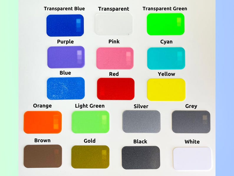 Puede incluir: Una carta de colores con 16 colores diferentes, incluyendo azul transparente, morado, azul, naranja, marr&oacute;n, verde claro, oro, plata, gris, negro, blanco, rosa, cian, rojo y amarillo.