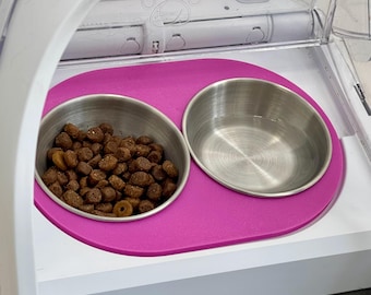 Adaptador impreso en 3D de color personalizado y 2 cuencos pequeños de acero inoxidable de 8 cm para el comedero automático Surefeed® Microchip Pet Feeder.