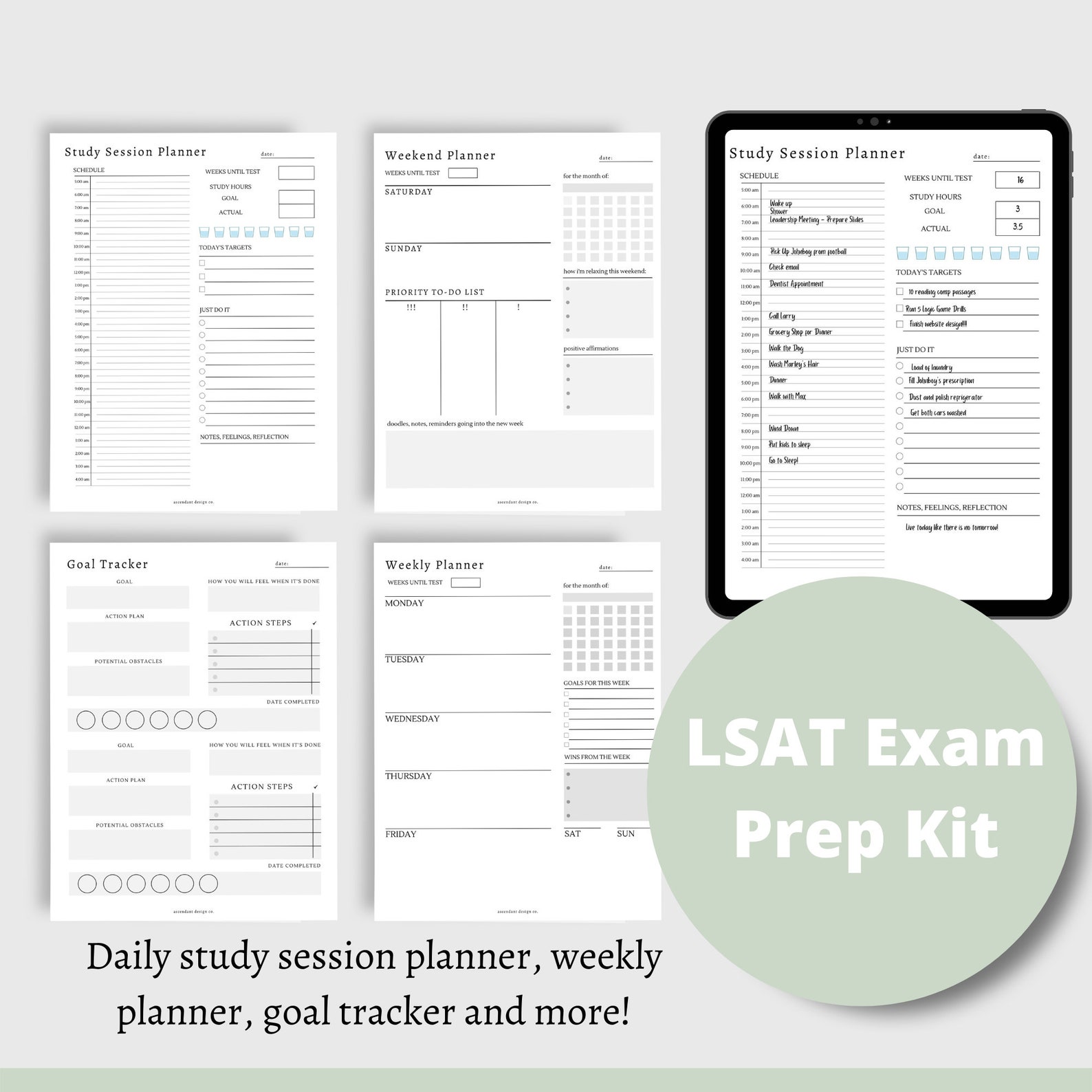 For Law School Applicants, LSAT Study Kit - Exam Preparation Pack - Exam Prep Kit - Exam Planner ...