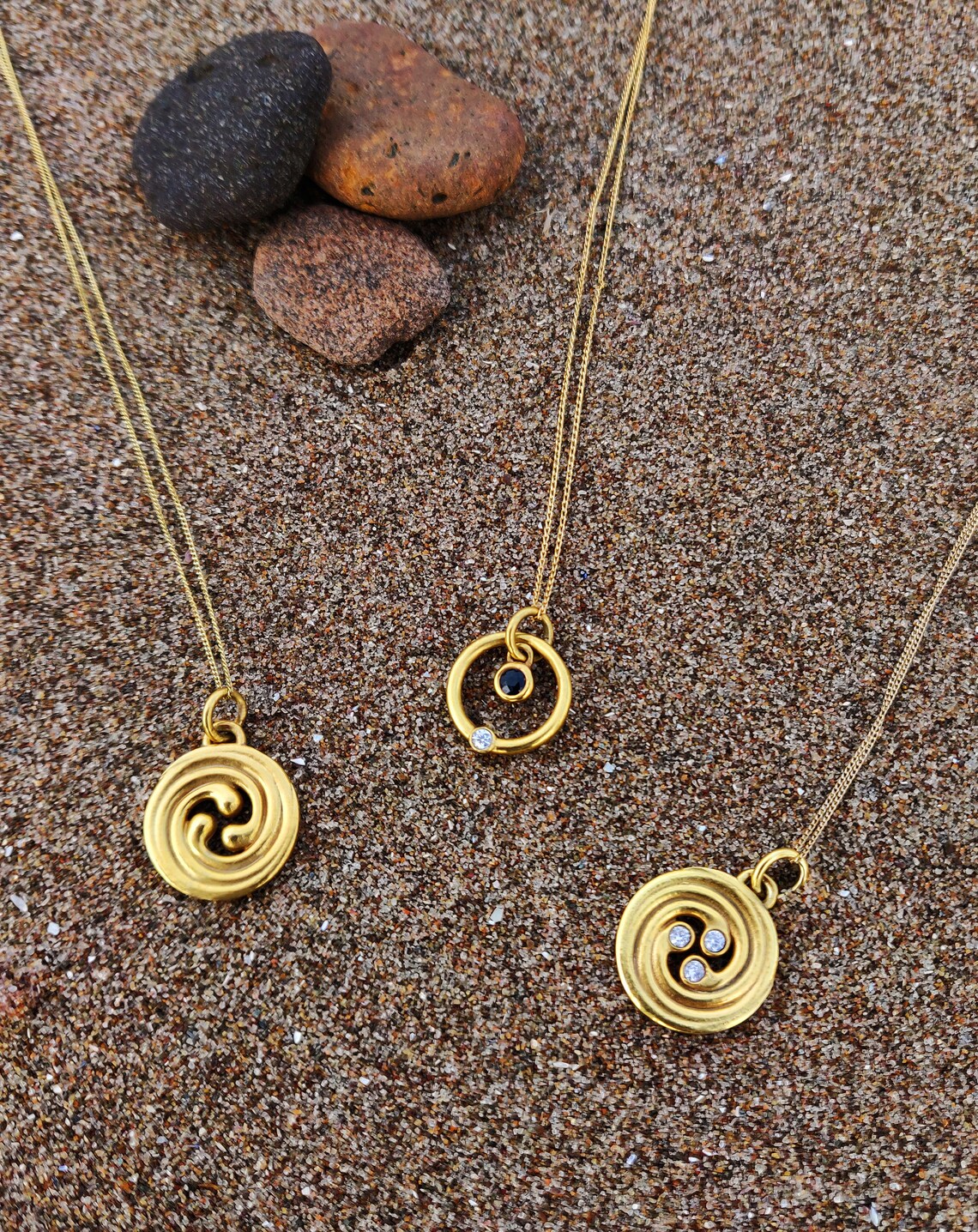 Celtic Spiral Necklace 14ct Yellow Gold Pendant and Chain Etsy