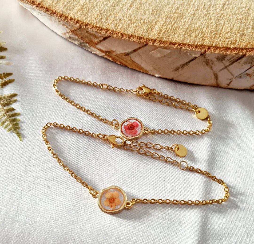 10 Bracelets D'Amitié Fille - Réglables, Multicolores Avec Fleurs Séchées, Cadeau Pour Amies Et Famille