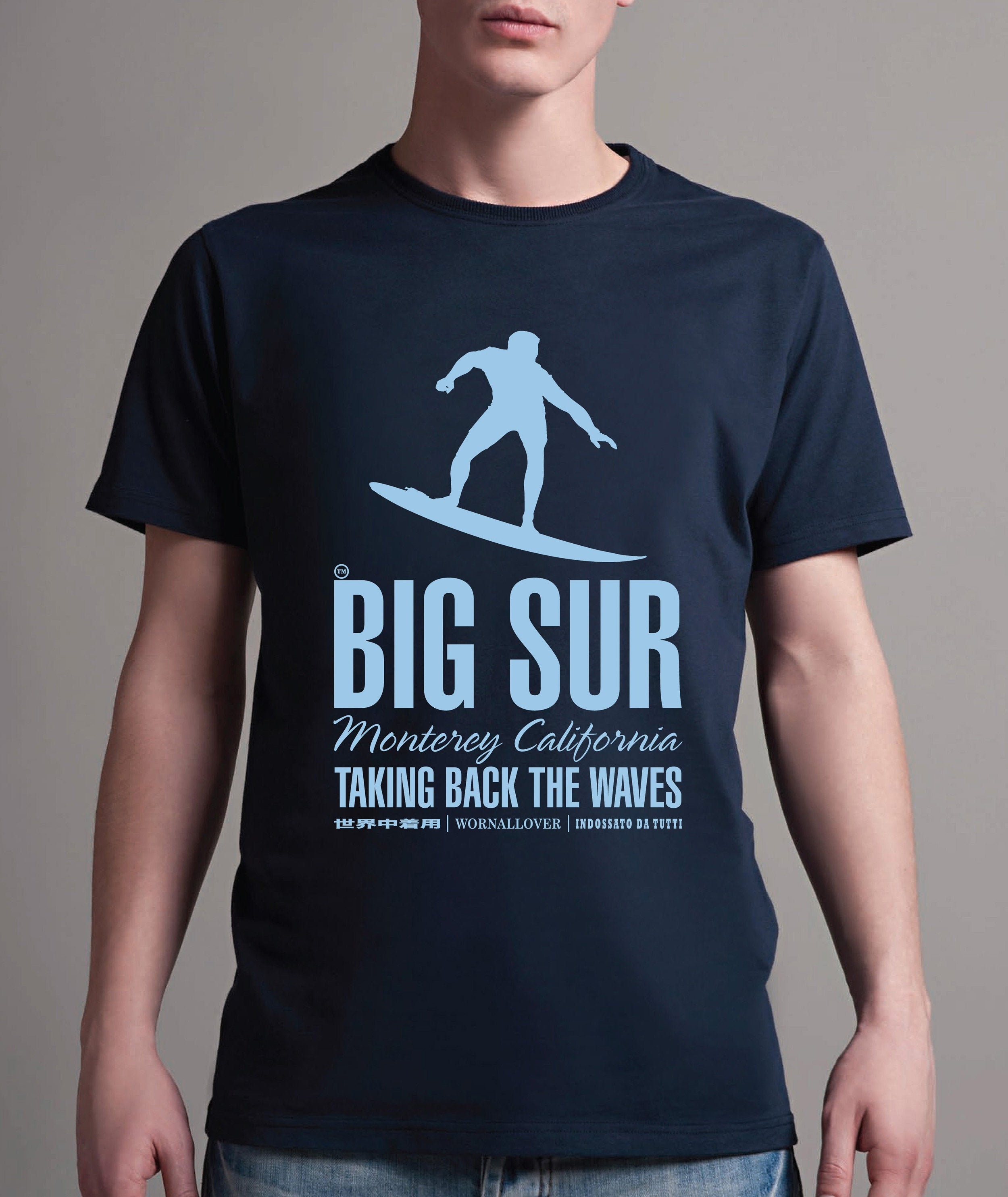 Big Sur Surfing Men Tshirt Navy Graphic T Shirt Gifts for Etsy