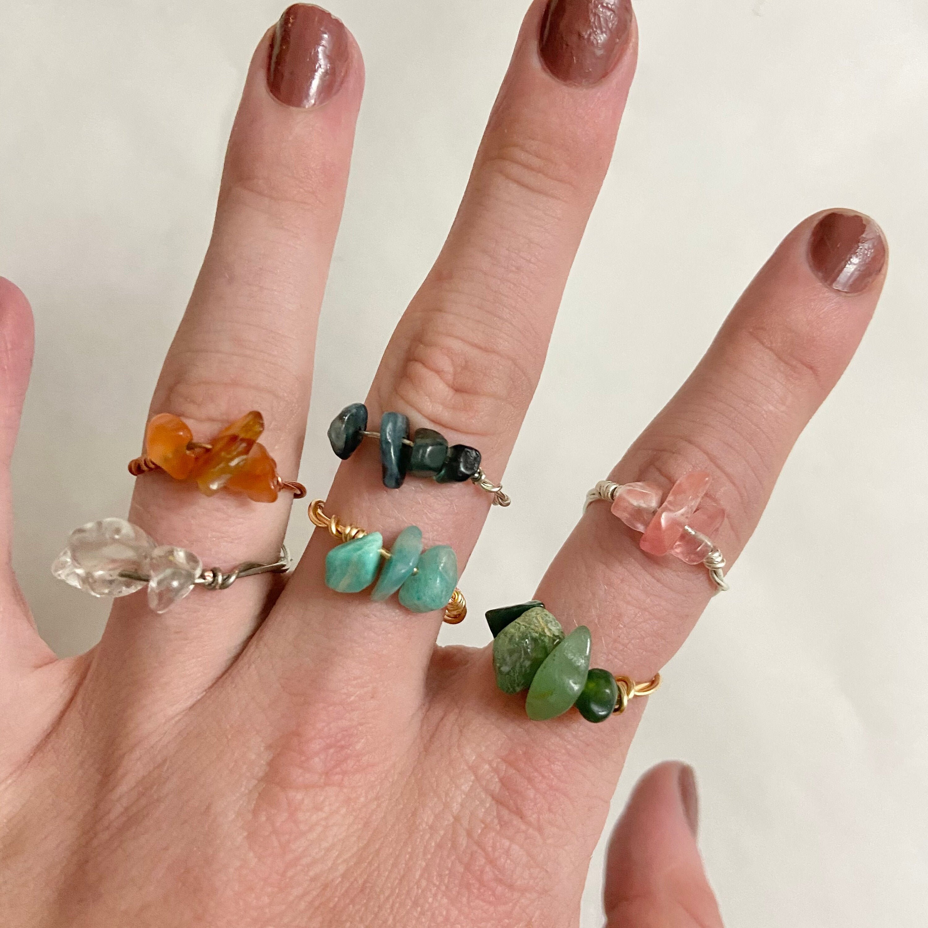 3 Bead Crystal Ring Etsy