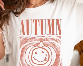Camisa de otoño, camisa comfort colors, camisa de sonrisa de calabaza, camisa de Fall Vibes, camisa retro de Halloween, camisa de otoño retro, camisa de vibraciones de otoño