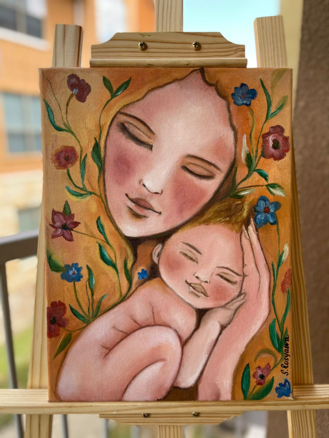 Mother and Baby Original Oil Painting Motherhood Painting Etsy