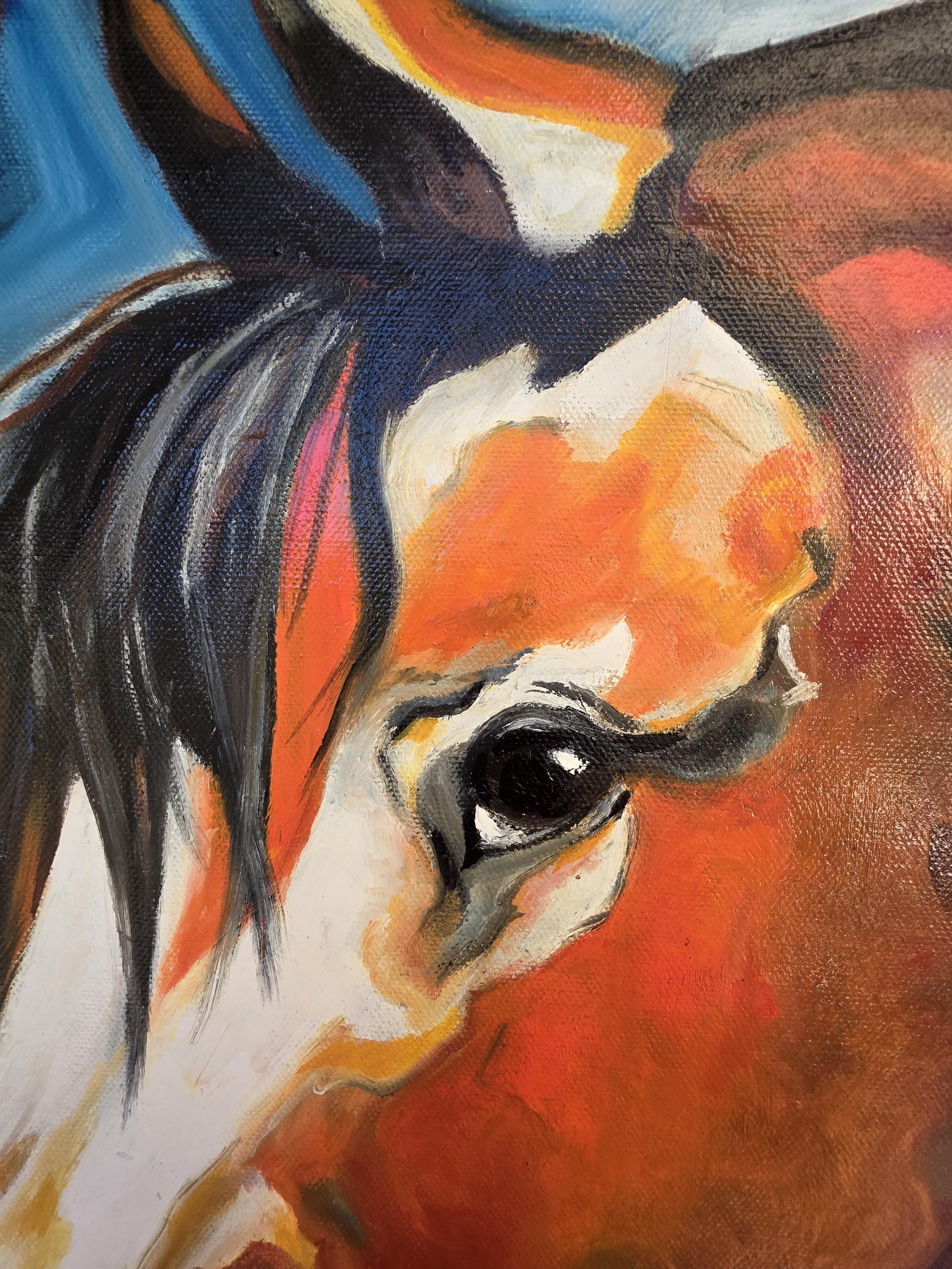 Expressive Horse Painting Original Art 50x70 Cm | Modern Animal