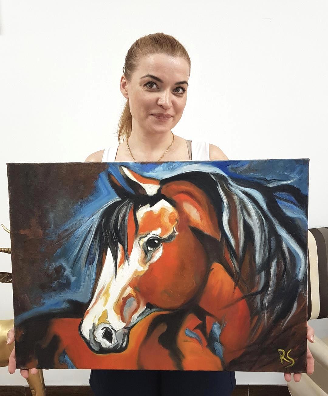 Expressive Horse Painting Original Art 50x70 Cm | Modern Animal