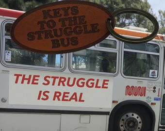 Llavero de cuero genuino Keys to the Struggle Bus