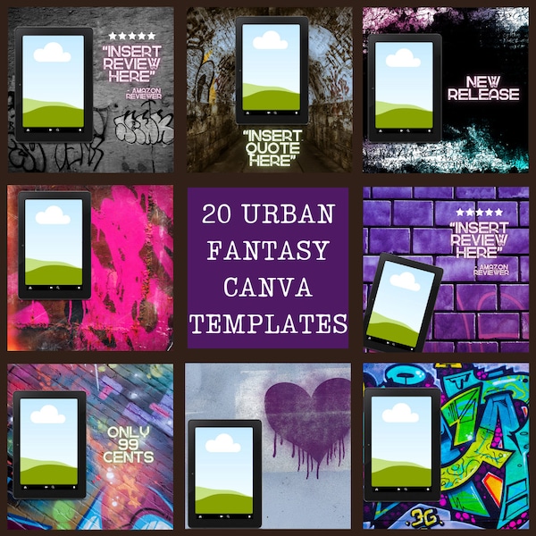 Urban Fantasy Graffiti Ebook Canva Templates for Instagram, Facebook, Social Media, Book Launches