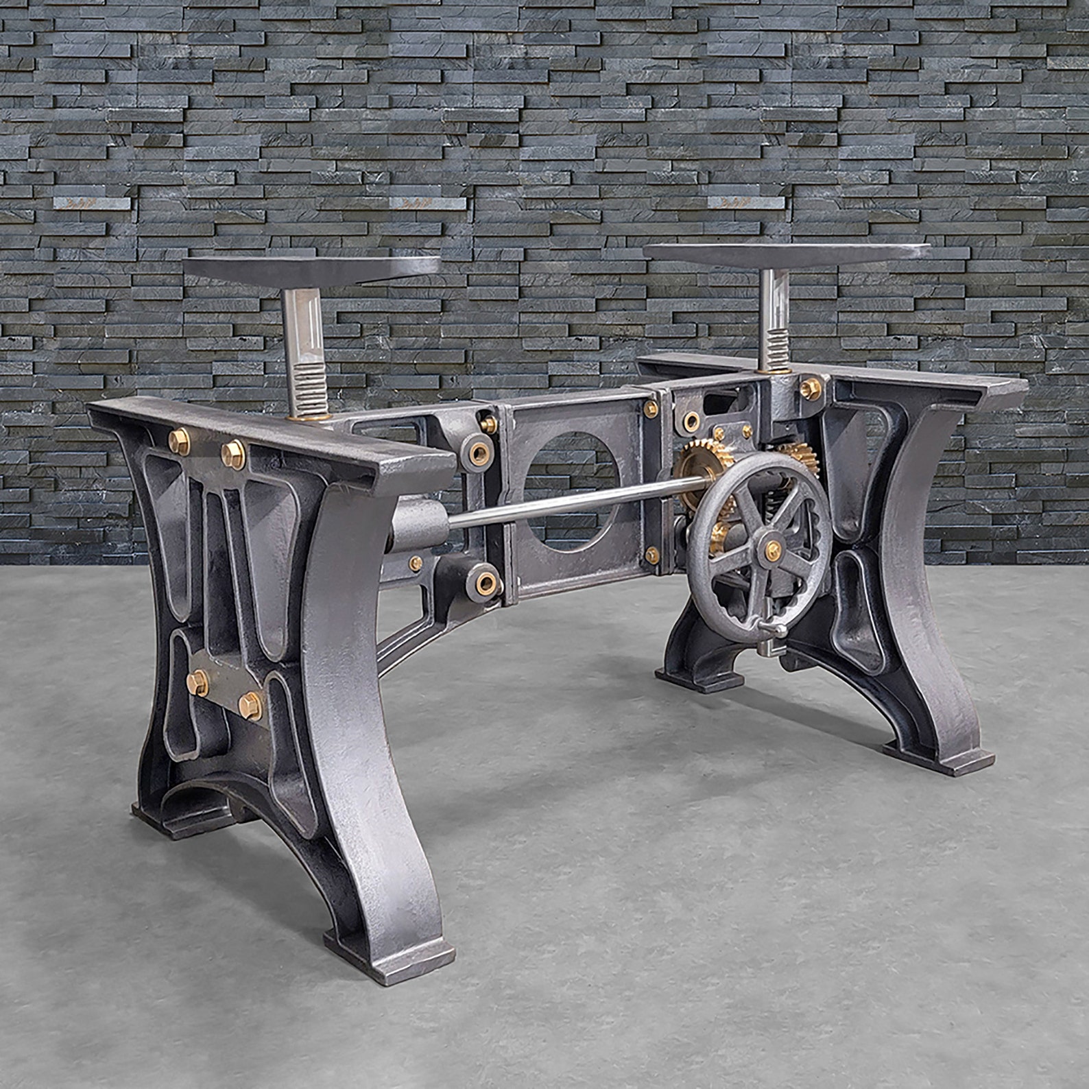 Industrial Cast Iron Sit-stand Crank Table Base With Real - Etsy