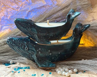 Whale Candle Set: Ocean Scented Plaster Decorative Candles