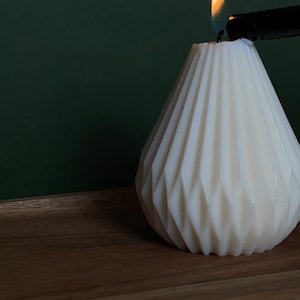 Ribbed Pillar Candle, Wavy Sculptural Decor, Wavy Sculptural Candle, Decorative Modern Geometric Candle