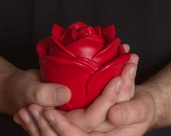 Vela de soja con aroma a rosa hecha a mano – Tarro de yeso, decoración floral para el hogar