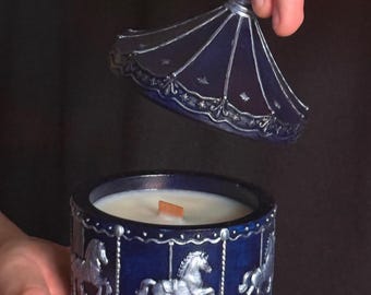 Carrusel pintado a mano, tarro metálico con forma de caballo para velas, decoración melancólica