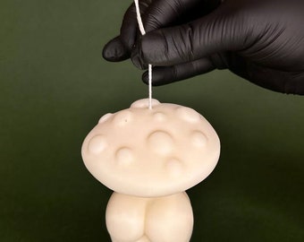 Vela con forma de hongo: decoración escultural vegana de cera de soja para el hogar