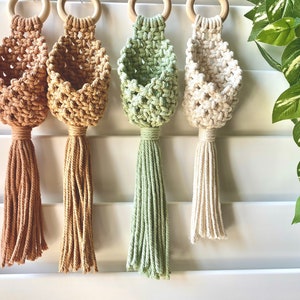 Macrame Natural Color Plant Hanger Mini | Macrame Air Plant Holder | Air Plant Hanger | Boho Style Plant Hanger Mini | Air Plant Pod