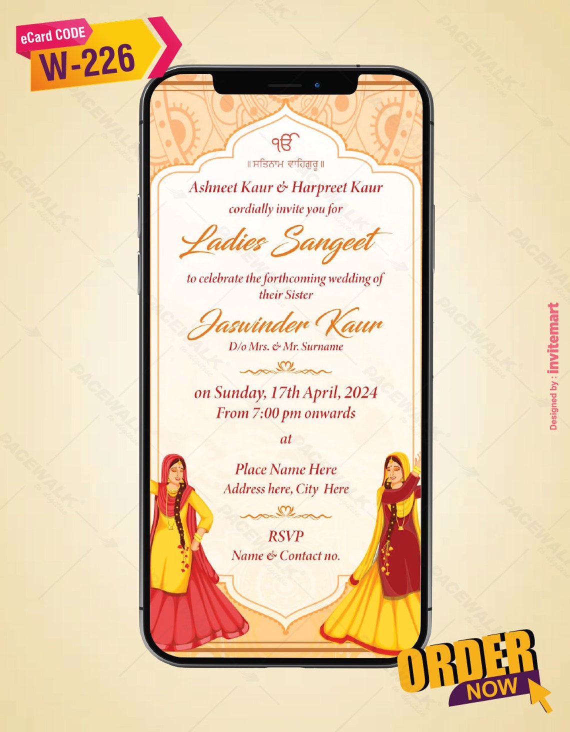 Ladies Sangeet Wedding Invitation Card WhatsApp Invitation Etsy