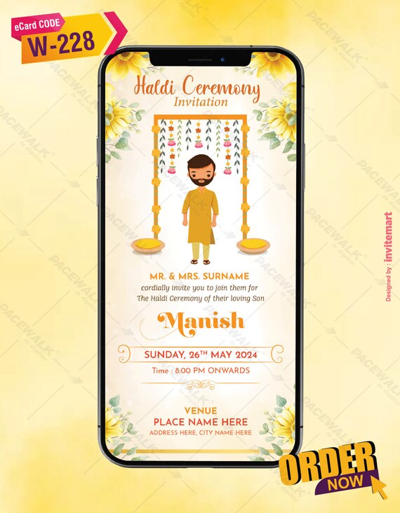 Groom Haldi Ceremony Invitation Card Whatsapp Invitation Etsy Canada