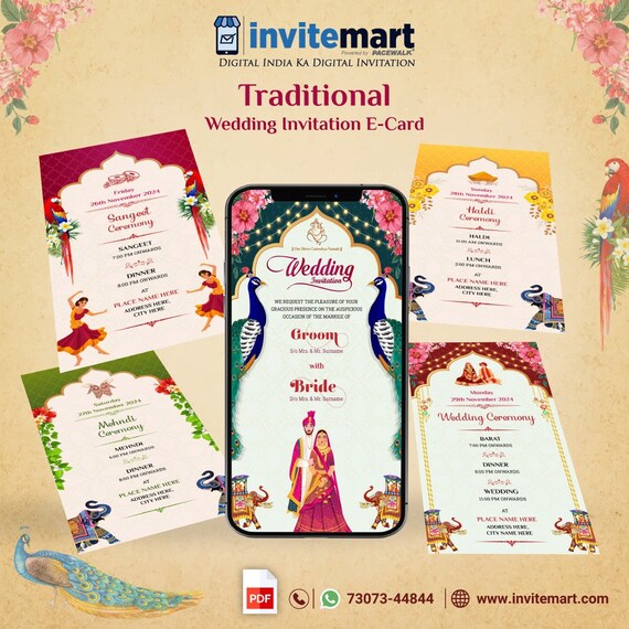 Digital Traditional Wedding Invitation Ecard WhatsApp Etsy