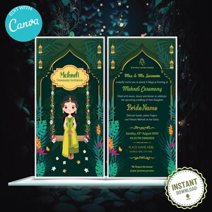 Custom Mehendi Invite, Digital Mehndi invite, Personalized Henna Invitation, Indian Desi Mehndi Evite (W-244)
