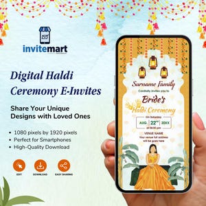 Haldi Ceremony Invitation, Digital Haldi invite & Haldi invitations, Electronic Haldi card, Haldi Ceremony Card, Haldi invite (IM- 2379)