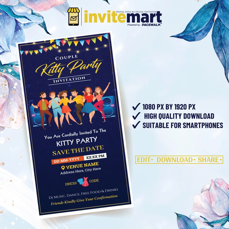 Buy Kitty Party Invitation Template Kitty Party Invitation Card for
