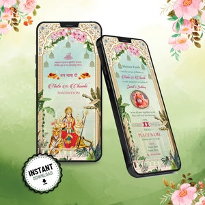 Online Mata ki Chowki Invitation Card | Mata Ka Jagran Invitation Card | Mata Ki Chowki Invitation Templates  (M-33)