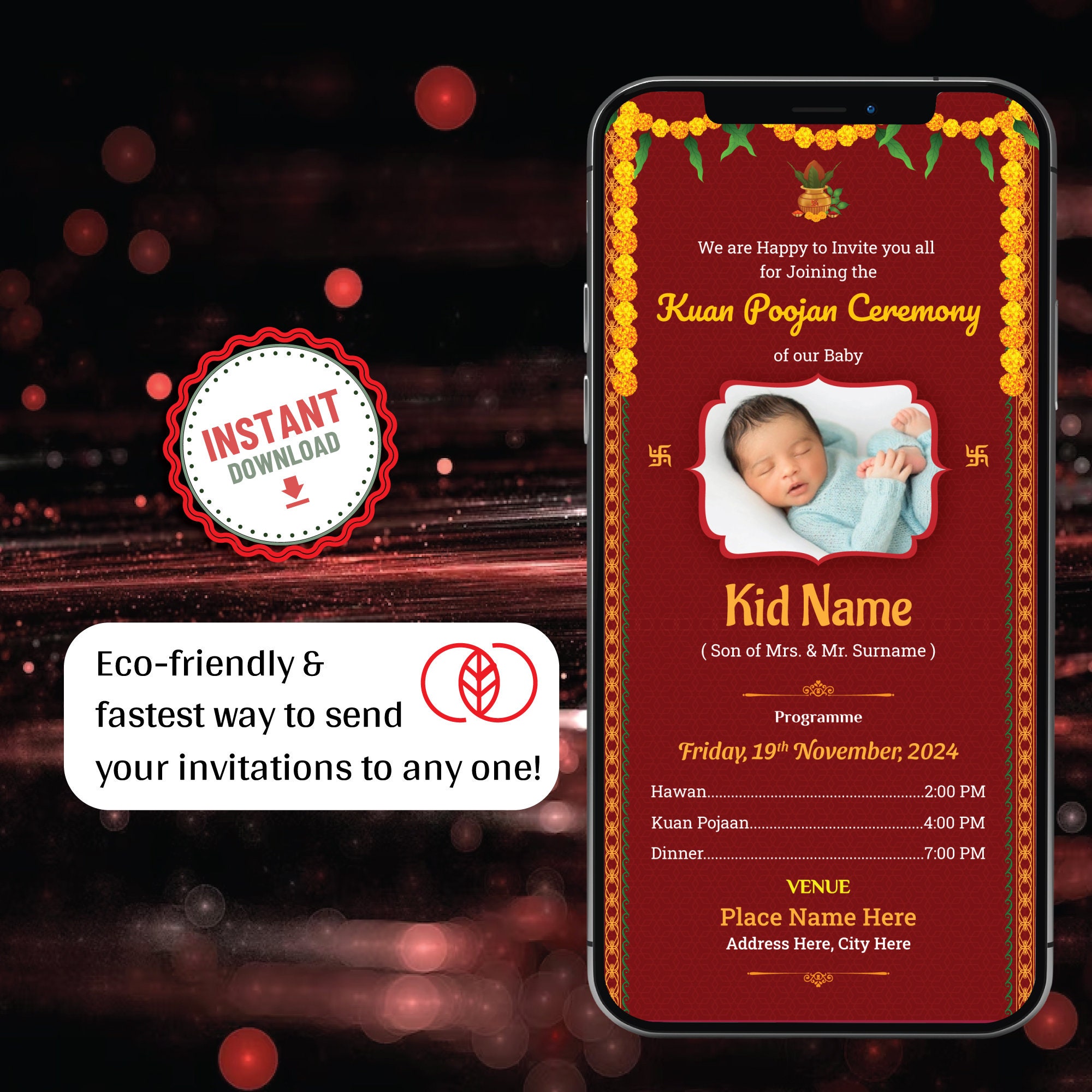 Online Kuan Poojan Invitations Kua Pujan Invitation Digital Card Kuan