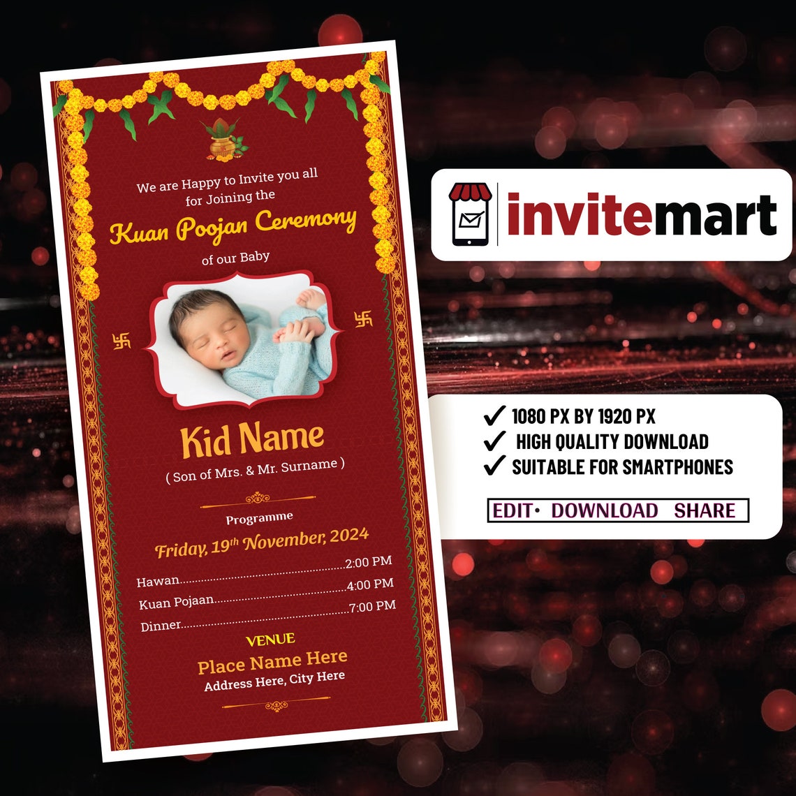 Online Kuan Poojan Invitations Kua Pujan Invitation Digital Card Kuan