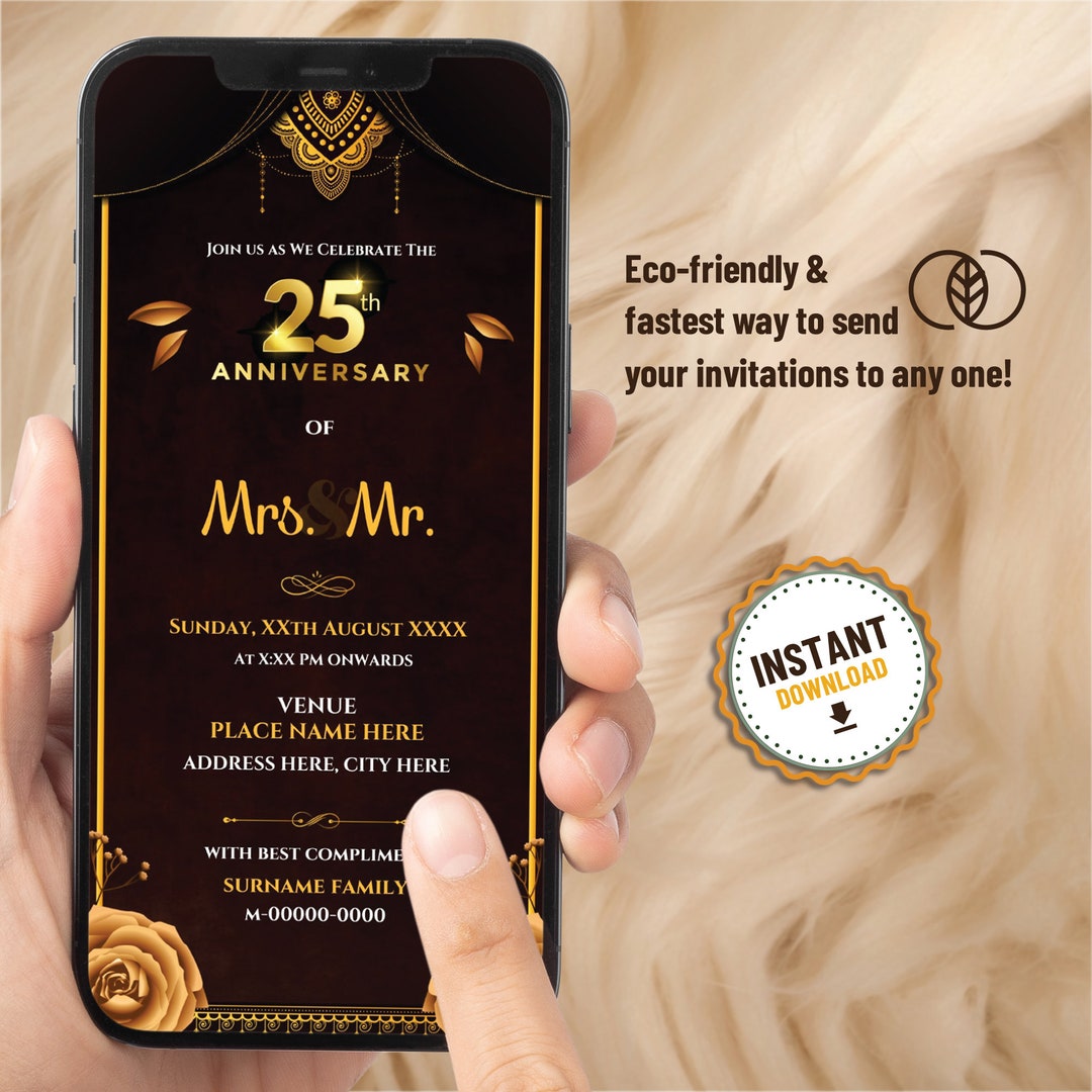 Digital 25th Anniversary Invitation Templates Silver Jubilee Invitation