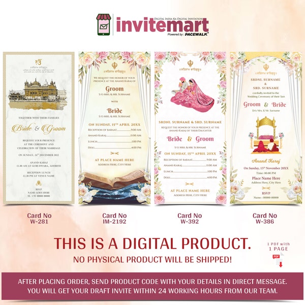 Digital Sikh Wedding Invitation | Anand Karaj invites & Sikh invites | Custom Wedding Program | Sikh Wedding Invites