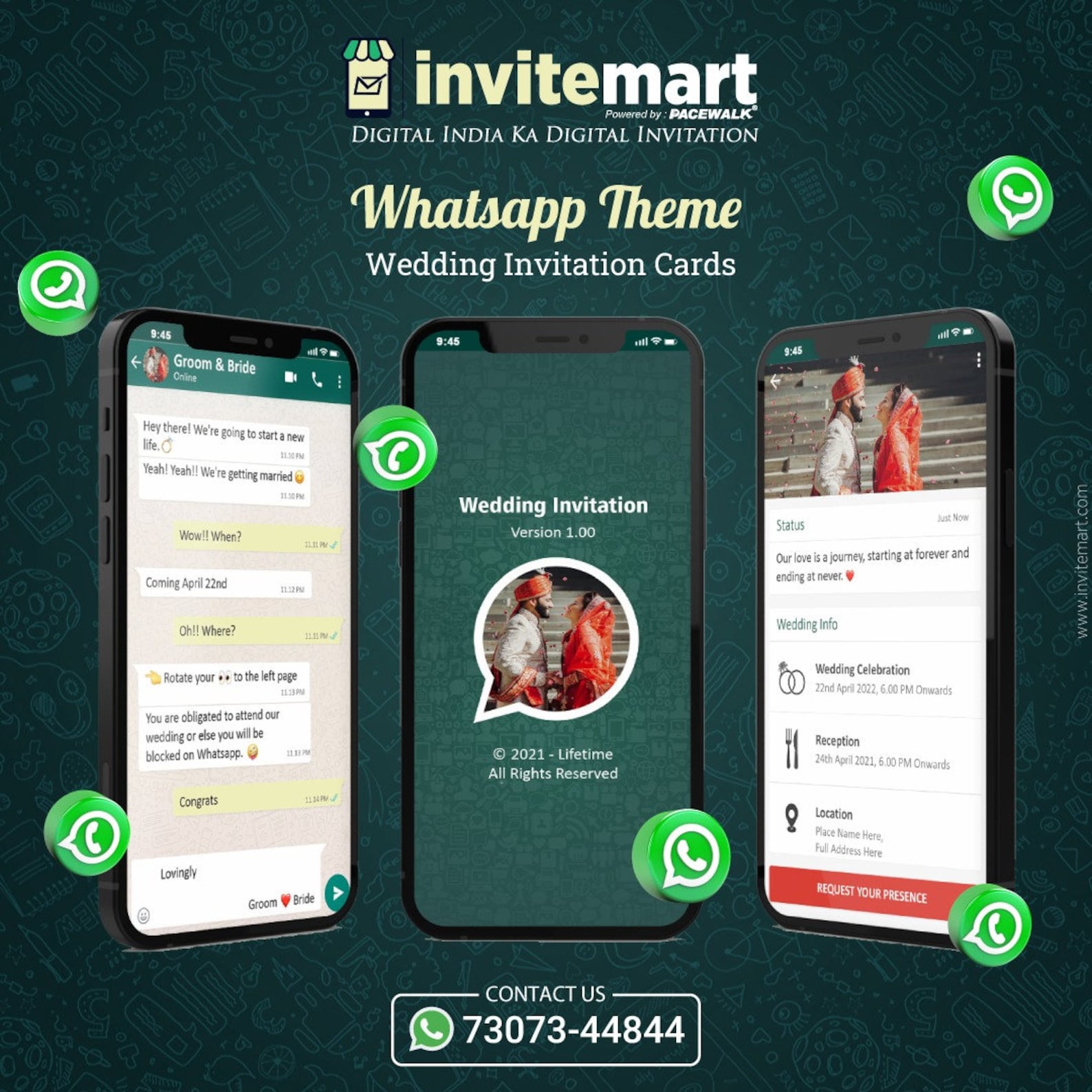 Whatsapp Theme Wedding Invite Card Digital Invitation Etsy