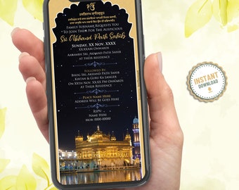 Akhand Path Invites, Sri Akhand Path Invitation Template , Akhand Sahib Invitation Card, Digital Invitation for Akhand Path (IM-2319)