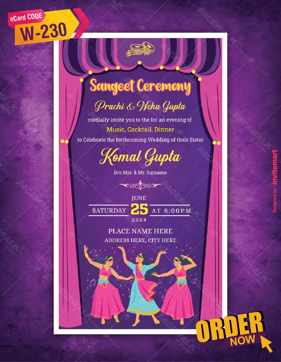 Beautiful Sangeet Ceremony Invitation Ecard Digital Etsy