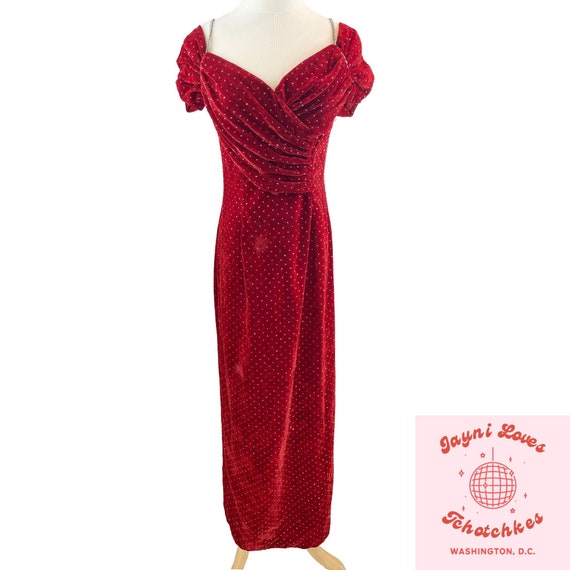 The Jessica Rabbit Dress: Vintage Red Velvet Rhin… - image 1