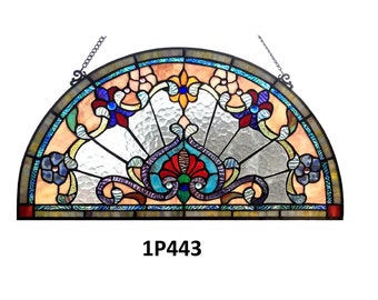 Semi-Circle Victorian Tiffany Stained Glass Window Panel **3-Design Choices