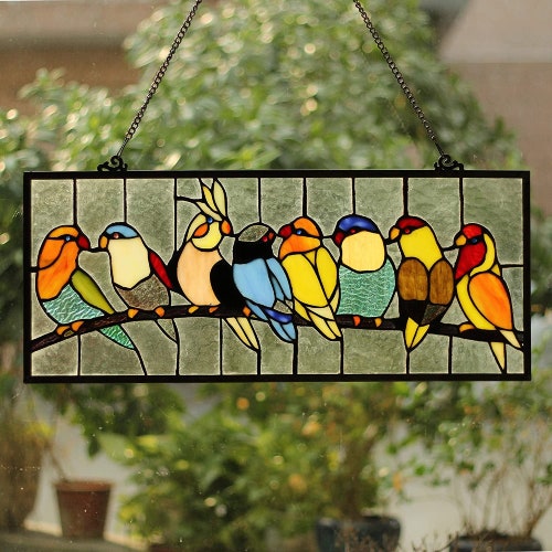 Groups of Birds shops Tiffany Stained Glass Window Panel ** 6 Design Choices