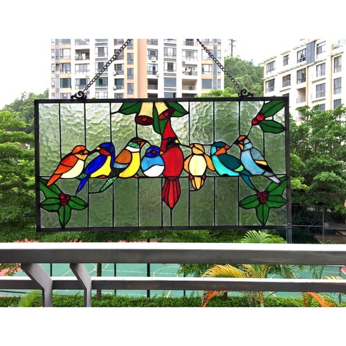Groups of Birds shops Tiffany Stained Glass Window Panel ** 6 Design Choices
