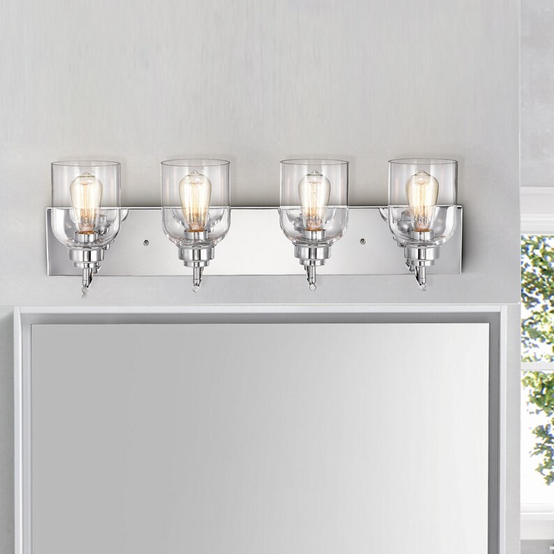 Transitional Chrome Bath Vanity Fixture 30 Wide Etsy