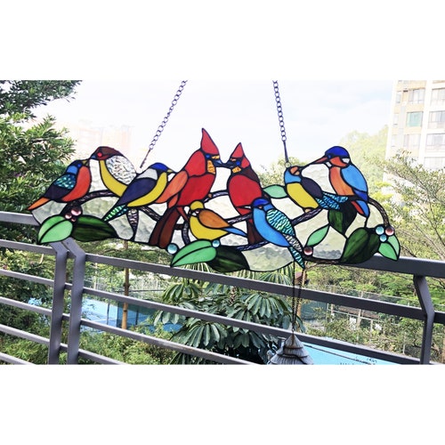 Groups of Birds shops Tiffany Stained Glass Window Panel ** 6 Design Choices