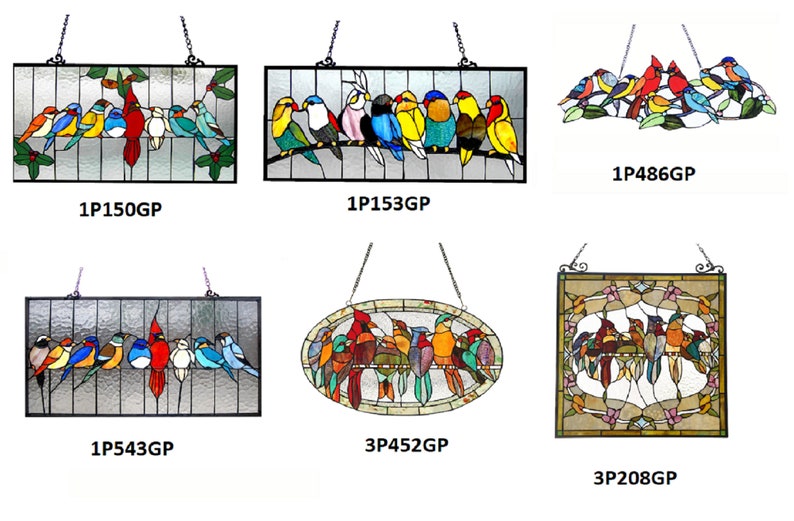 Groups of Birds shops Tiffany Stained Glass Window Panel ** 6 Design Choices