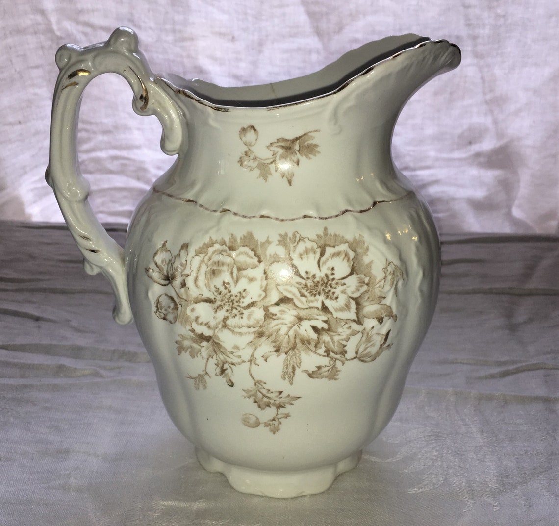 Antique Pitcher Made With Semivitreous Porcelain Etsy
